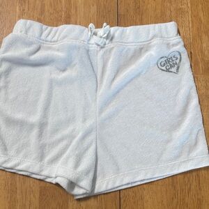Pro Player White Terry Athletic Drawstring Shorts with Heart Logo